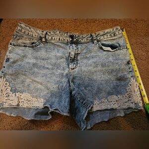 Cato Light Blue Jean Shorts with White Lace